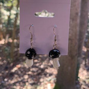 Handmade Ceramic Mushroom Dangle Earrings